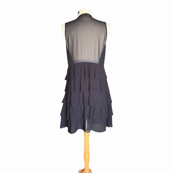 The Kooples Sleeveless Tiered Babydoll Mini Black Dress Size 2 NWT Parisian Cool - Picture 8 of 16